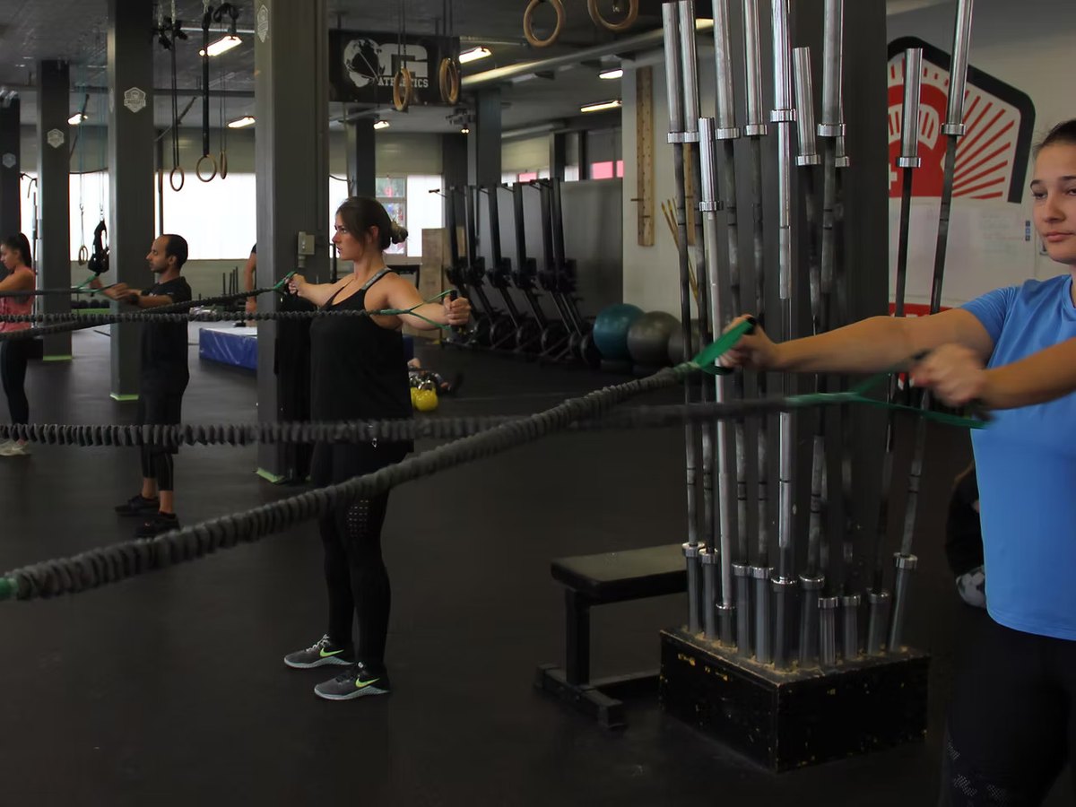Band work in a small group at 1352 Athletics